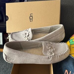 UGG Women's Cream Moccasins with Floral Accents